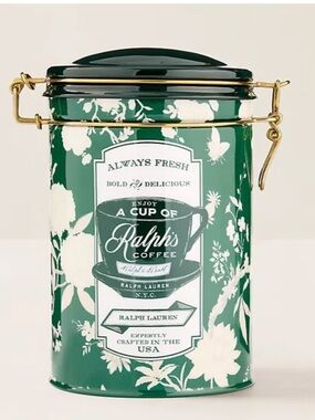 Ralph’s Coffee by Ralph Lauren Limited Edition Floral Canister w/Scoop NIB